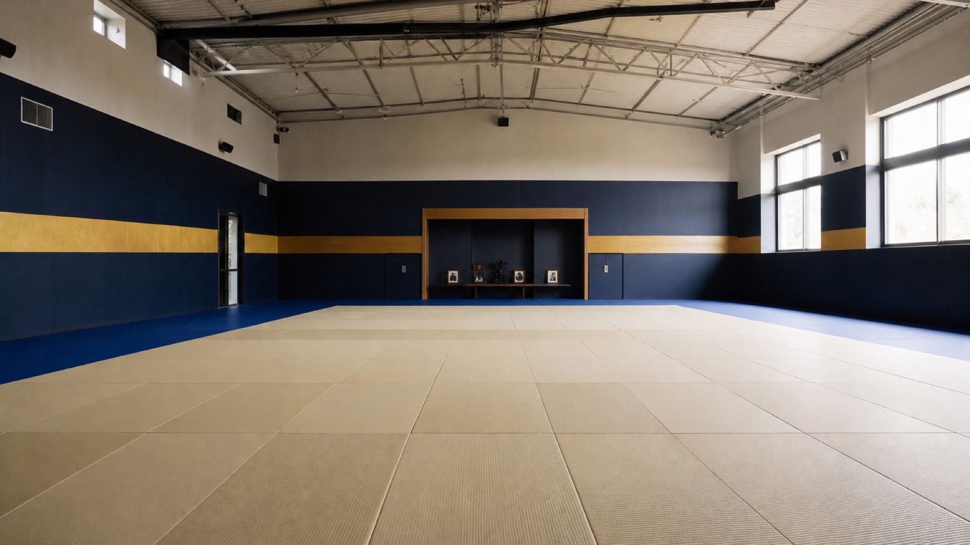 Le tatami de 400 m² du Complexe sportif des Falaises à Belleville-sur-Mer