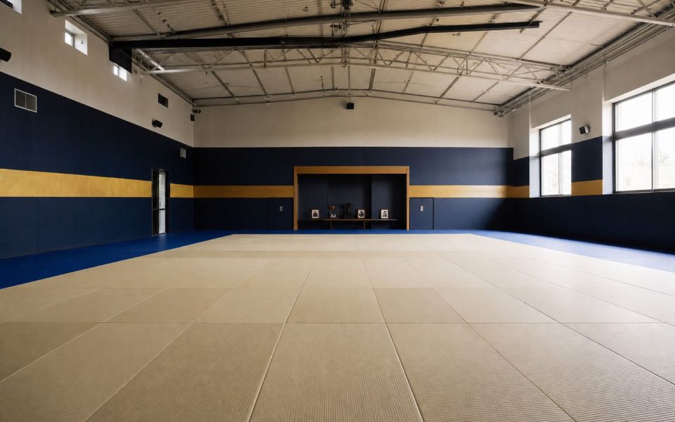 Le tatami de 400 m² du Complexe sportif des Falaises à Belleville-sur-Mer